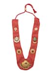 Shop_Just Shradhas_Red Natural Stones Embellished Long Necklace _at_Aza_Fashions