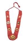 Just Shradhas_Red Natural Stones Embellished Long Necklace _Online_at_Aza_Fashions