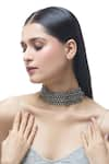 Shop_Just Shradha's_Silver Plated Beads Embellished Choker Necklace _Online_at_Aza_Fashions