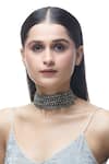 Just Shradha's_Silver Plated Beads Embellished Choker Necklace _at_Aza_Fashions