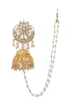 Shop_Just Shradha's_Gold Plated Pearls Embellished Jhumka Earrings _at_Aza_Fashions