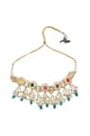 Shop_Just Shradha's_Multi Color Pearls Embellished Choker Necklace Set _at_Aza_Fashions