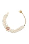 Shop_Just Shradha's_Red Pearls Natural Stone Embellished Bracelet _at_Aza_Fashions