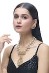 Buy_Just Shradha's_Gold Plated Stone Crescent Moon Carved Pendant Necklace Set _at_Aza_Fashions