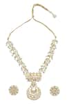 Shop_Just Shradha's_Gold Plated Stone Crescent Moon Carved Pendant Necklace Set _at_Aza_Fashions