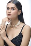 Buy_Just Shradha's_Gold Plated Pearl Carved Floret Motif Necklace _Online_at_Aza_Fashions