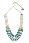 Shop_Just Shradha's_Green Stone Layered Work Necklace _at_Aza_Fashions