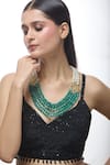 Just Shradha's_Green Stone Layered Work Necklace _Online_at_Aza_Fashions