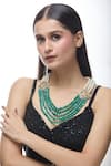 Buy_Just Shradha's_Green Stone Layered Work Necklace _Online_at_Aza_Fashions