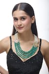 Shop_Just Shradha's_Green Stone Layered Work Necklace _Online_at_Aza_Fashions