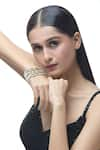 Shop_Just Shradha's_Gold Plated Bead Floret Carved Bracelet _Online_at_Aza_Fashions