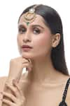 Just Shradha's_Gold Plated Stone Crescent Moon Carved Maangtikka _Online_at_Aza_Fashions