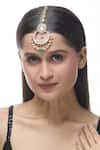 Shop_Just Shradha's_Gold Plated Stone Crescent Moon Carved Maangtikka _Online_at_Aza_Fashions