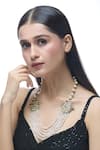 Buy_Just Shradha's_Multi Color Natural Stone Pearl Embellished Layered Necklace _at_Aza_Fashions