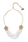 Shop_Just Shradha's_Multi Color Natural Stone Pearl Embellished Layered Necklace _at_Aza_Fashions