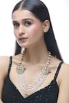 Just Shradha's_Multi Color Natural Stone Pearl Embellished Layered Necklace _Online_at_Aza_Fashions