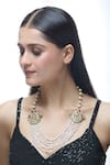 Shop_Just Shradha's_Multi Color Natural Stone Pearl Embellished Layered Necklace _Online_at_Aza_Fashions