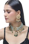 Buy_Just Shradha's_Multi Color Natural Stone Pearl Embellished Layered Pendant Necklace Set _at_Aza_Fashions