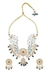 Shop_Just Shradha's_Multi Color Natural Stone Pearl Embellished Layered Pendant Necklace Set _at_Aza_Fashions