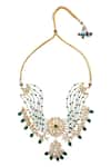 Just Shradha's_Multi Color Natural Stone Pearl Embellished Layered Pendant Necklace Set _at_Aza_Fashions