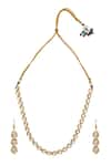 Shop_Just Shradha's_Gold Plated Natural Stone Studded Necklace Set _at_Aza_Fashions