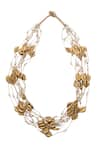 Shop_Just Shradha's_Gold Plated Shell Embellished Necklace _at_Aza_Fashions