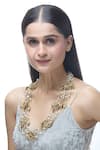 Shop_Just Shradha's_Gold Plated Shell Embellished Necklace _Online_at_Aza_Fashions