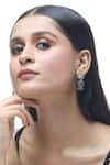 Buy_Just Shradha's_Gold Plated Natural Stone Floral Carved Hoops _at_Aza_Fashions