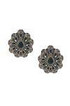 Shop_Just Shradha's_Silver Plated Floral Carved Earrings _at_Aza_Fashions