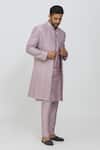 Buy_Priti Sahni_Purple Silk Sequins, Embroidery Sherwani Pant Set _Online_at_Aza_Fashions