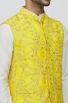 Priti Sahni_Yellow Silk, Cotton Zari Embroidered Bundi Jacket Set _at_Aza_Fashions