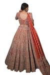 Buy_TANUSHAVY COUTURE_Red Pure Handloom Cotton Embroidery Dabka Dori Paisley Bridal Lehenga Set 