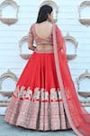 TANUSHAVY COUTURE_Red Pure Handloom Cotton Embroidery Dabka Carnival Elephant Bridal Lehenga Set _Online_at_Aza_Fashions