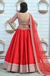 TANUSHAVY COUTURE_Red Pure Handloom Cotton Embroidery Dabka Dori Floral Border Bridal Lehenga Set _Online_at_Aza_Fashions