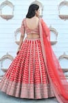 TANUSHAVY COUTURE_Red Pure Handloom Cotton Embroidery Dabka Dori Floret Butti Bridal Lehenga Set _Online_at_Aza_Fashions