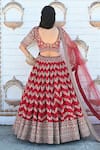 TANUSHAVY COUTURE_Red Pure Handloom Cotton Embroidery Dabka Chevron Floral Bridal Lehenga Set _Online_at_Aza_Fashions