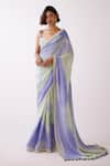 Buy_Basanti - Kapde Aur Koffee_Purple Crepe Embroidery Sequin The Sea Shell Horizon Saree With Blouse _at_Aza_Fashions