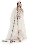 Buy_Payal Singhal_Ivory Muslin Metallic Thread, Zari Round Gul Embroidered High Low Anarkali Set _Online_at_Aza_Fashions
