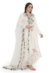Shop_Payal Singhal_Ivory Muslin Metallic Thread, Zari Round Gul Embroidered High Low Anarkali Set _Online_at_Aza_Fashions