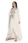 Shop_Payal Singhal_Ivory Muslin Metallic Thread, Zari Round Gul Embroidered High Low Anarkali Set _at_Aza_Fashions