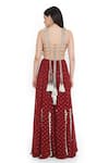 Payal Singhal_Maroon Georgette Embroidery Mukaish Halter Neck Ambrosia Choli With Sharara _Online_at_Aza_Fashions
