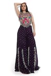 Buy_Payal Singhal_Purple Georgette Embroidery Mukaish Halter Neck Tribe Vibe Choli With Sharara _at_Aza_Fashions