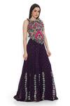 Shop_Payal Singhal_Purple Georgette Embroidery Mukaish Halter Neck Tribe Vibe Choli With Sharara _Online_at_Aza_Fashions