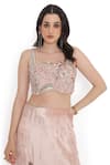 Shop_Payal Singhal_Pink Georgette Embroidery Fleur Bloom Square Neck Blouse With Velvet Skirt _at_Aza_Fashions