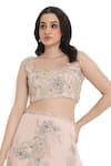 Payal Singhal Pink Georgette Embroidery Blossom Square Neck Blouse With Skirt at Aza Fashions Payal Singhal_Pink Georgette Embroidery Blossom Square Neck Blouse With Skirt _at_Aza_Fashions