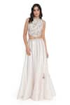 Buy_Payal Singhal_Off White Silk Embroidery Halter Neck Petal Bloom Choli With Sharara _Online_at_Aza_Fashions
