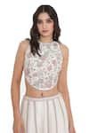 Shop_Payal Singhal_Off White Silk Embroidery Halter Neck Petal Bloom Choli With Sharara _Online_at_Aza_Fashions