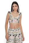Shop_Payal Singhal_Off White Dupion Silk Embroidery Lotus Garden Leaf Neck Choli Sharara Set _Online_at_Aza_Fashions