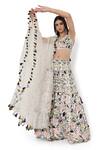 Buy_Payal Singhal_Off White Dupion Silk Embroidery Lotus Garden Leaf Neck Choli Sharara Set 