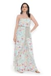 Buy_Payal Singhal_Blue Crepe Printed Floral Straight Tunic And Palazzo Set _at_Aza_Fashions